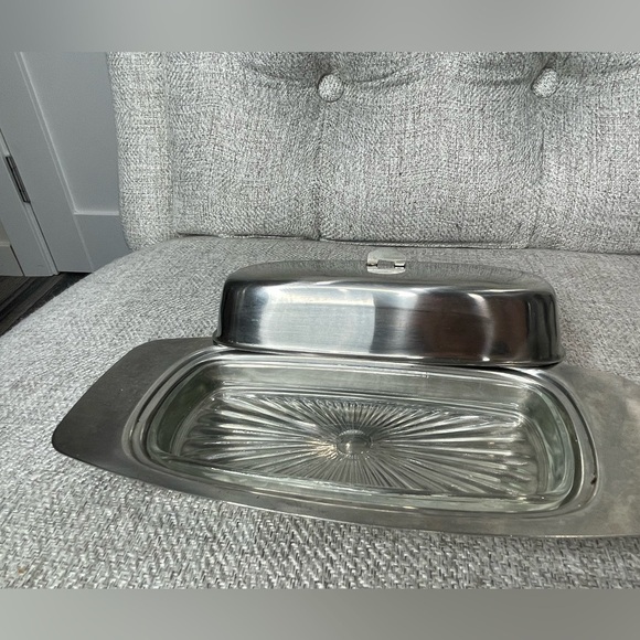 Vintage SELANDIA Stainless Steel Denmark Butter Dish Mid Century 3 Piece - Picture 3 of 4